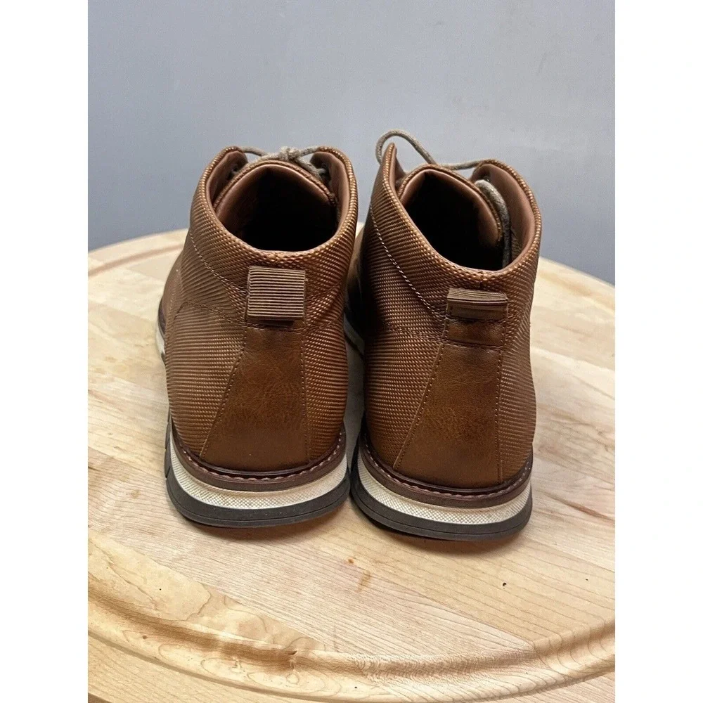 Parker & Sky Chukka Boots Mens 10‎ Brown Textured Lace Up Mid Top Dress Sneakers